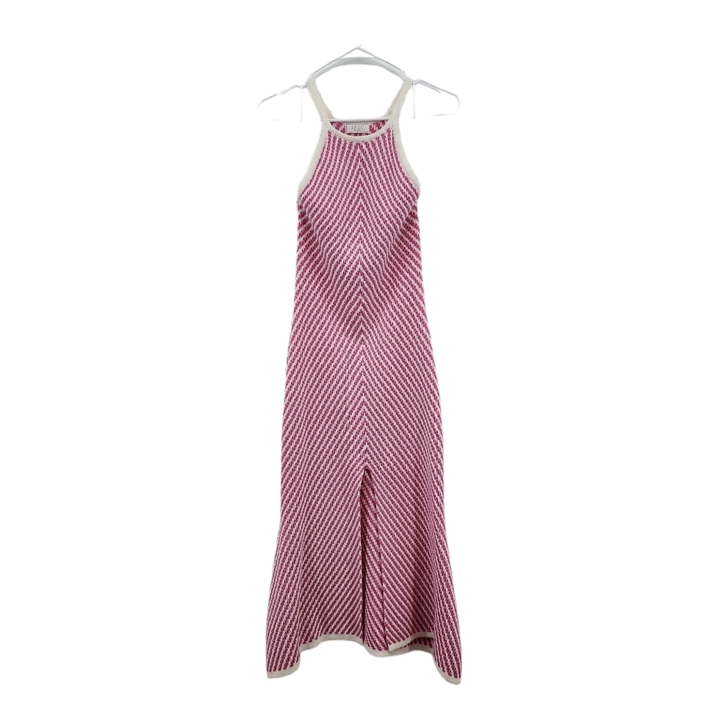 Sage Pink Chevron Knit Midi Dress